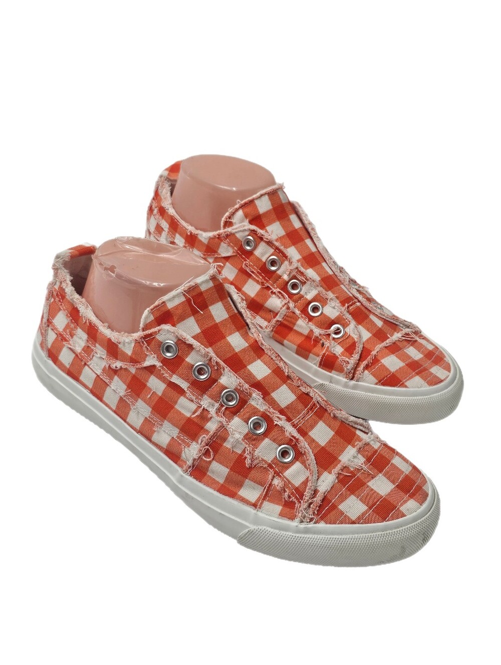 Corkys Babalu Orange White Gingham Slip On Sneakers Women's Size 10 NEW